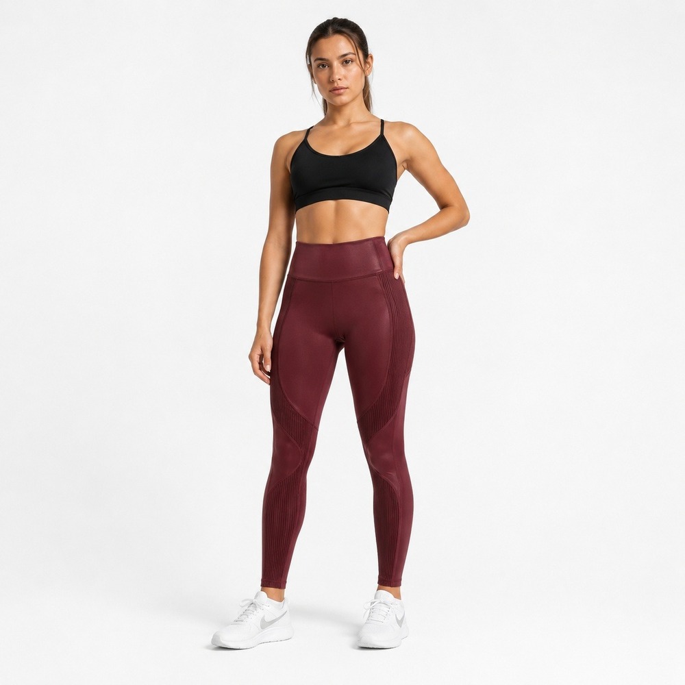 Fabletics Moto Leggings Women Medium Burgundy Ribbed High Waisted LG2356967-8405